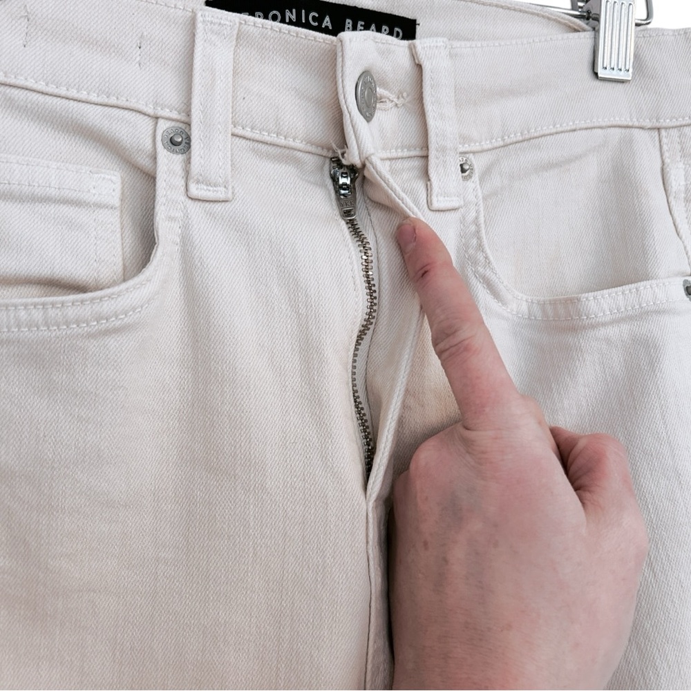 Veronica Beard Cream Wide-Leg Flare Jeans - Picture 9 of 16